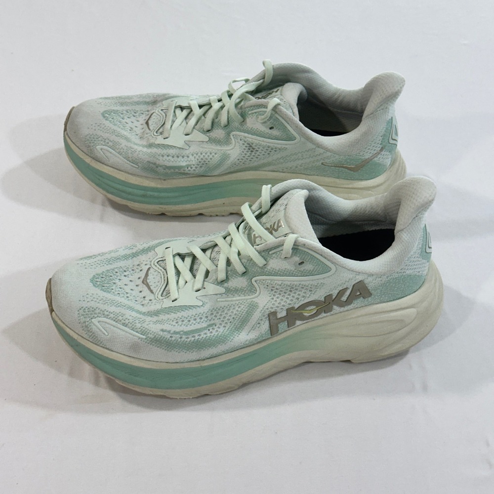 Hoka Clifton 9 Women 10.5 B Seafoam Green Running Shoes Sneakers 1127896 SJD